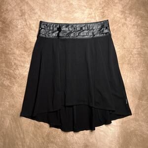 Tripp NYC High Low Black Faux Leather Belted Midi Skirt Goth Scene Punk Indie